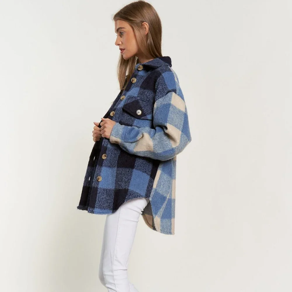new LIMITED EDITION DAVI N DANI plaid shacket shirt jacket SM-3X western shabby - Picture 9 of 10